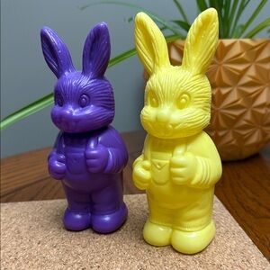 Vintage 1990s Plastic Blow Mold Easter Bunny Candy Container Decoration